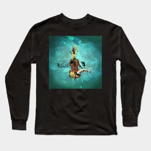 Wondeful violin with piano and flowers Long Sleeve T-Shirt